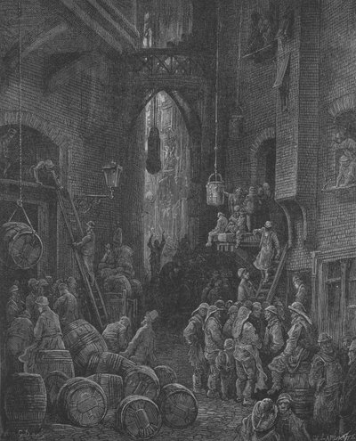 Docks Sainte-Catherine door Gustave after Dore